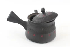 Hamburger Teespeicher Kyusu, zylindrisch, schwarz mit Blüten New